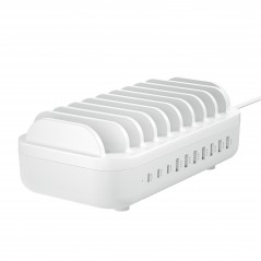 Hurtigopladende USB-opladningsstation til 10 enheder (7x USB-A, 3x USB-C)