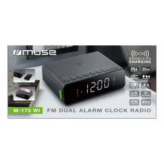 Radio og stereoanlæg - Muse clockradio med trådløs oplader og USB-opladningsport