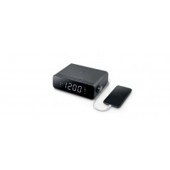 Muse clockradio med trådløs oplader og USB-opladningsport