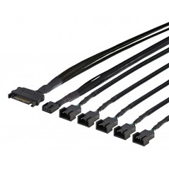 Splitter til PWM-blæsere 1 stk. 4-pin til 5 stk. 4-pin med SATA-strøm