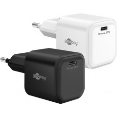 Hurtiladende GaN-strømadapter med USB-C PD 20 W sort/hvid - Goobay-...