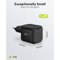 Opladere og kabler - Hurtiladende GaN-strømadapter med USB-C PD 20 W sort/hvid