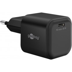 Hurtiladende GaN-strømadapter med USB-C PD 20 W sort/hvid