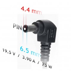 Oplader til bærbar computer - Akyga AC-adapter 19,5 volt 75 watt med rund stikben 6,5 x 4,4 mm til f.eks. Sony