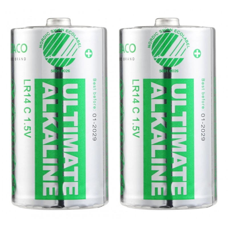 Batterier & batteri tester - Deltaco Ultimate Alkaline C-batterier LR14 2-pak