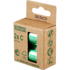 Batterier & batteri tester - Deltaco Ultimate Alkaline C-batterier LR14 2-pak