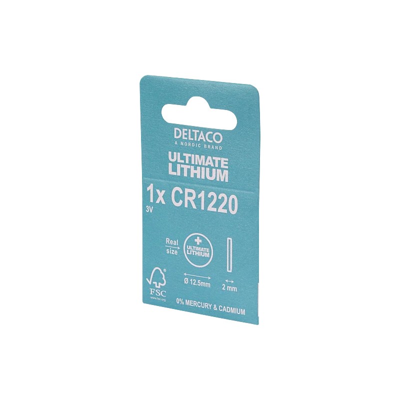 Batterier & batteri tester - Deltaco Ultimate Lithium CR1220 3V knapcellebatteri 1-pak