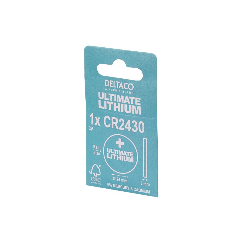 Batterier & batteri tester - Deltaco Ultimate Lithium CR2430 3V knapcellebatteri 1-pak