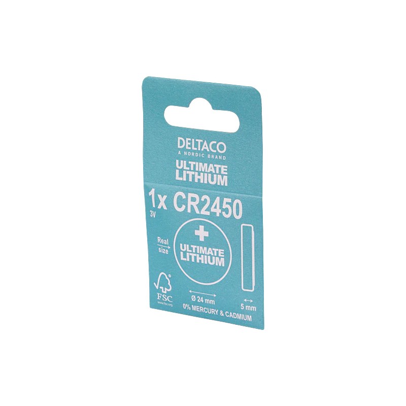 Batterier & batteri tester - Deltaco Ultimate Lithium CR2450 3V knapcellebatteri 1-pak
