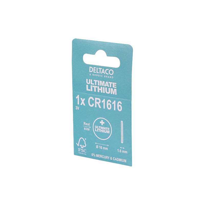 Batterier & batteri tester - Deltaco Ultimate Lithium CR1616 3V knapcellebatteri 1-pak