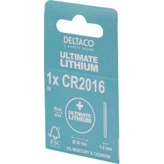 Deltaco Ultimate Lithium CR2016 3V knapcellebatteri 1-pak