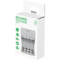 Deltaco USB-drevet batterioplader Ni-Mh til AA- og AAA-batterier (10-12 timer)