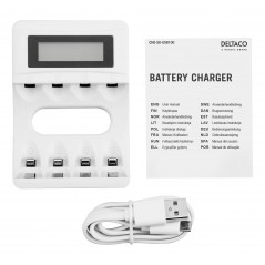 Deltaco USB-drevet batterioplader Ni-Mh Ni-Cd til AA- og AAA-batterier (4-6 timer)