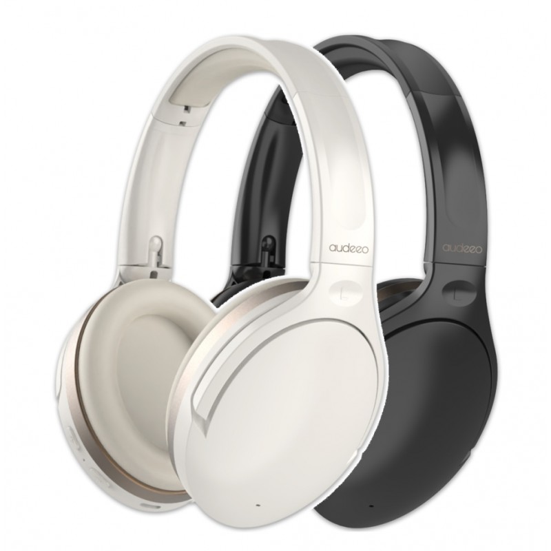 Audeeo Bluetooth-hovedtelefoner med aktiv støjreduktion ANC hvid/so... Støjreducerende hovedtelefoner - Audeeo Bluetooth-hovedtelefoner med aktiv støjreduktion ANC hvid/sort