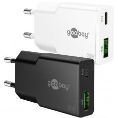 Hurtigopladende kompakt GaN-strømadapter med USB-C PD 30 W og USB-A...