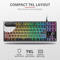 Baggrundsbelyst gamingtastatur - Trust GXT 833 Thado TKL kompakt gamingtastatur med belysning (sort)