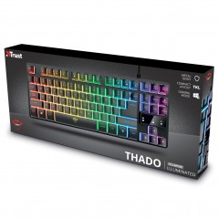 Baggrundsbelyst gamingtastatur - Trust GXT 833 Thado TKL kompakt gamingtastatur med belysning (sort)