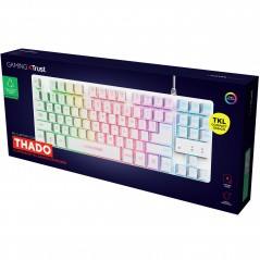Baggrundsbelyst gamingtastatur - Trust GXT 833W Thado TKL kompakt gamingtastatur med belysning (hvid)