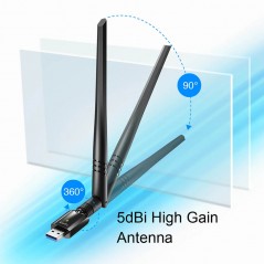 CUDY trådløst WiFi USB-netværkskort med dobbeltbånd 2,4 GHz/5 GHz 1300 Mbps (demo)