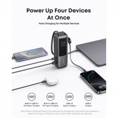 Portable batterier - Anker superstærk 165 W 3x USB-C powerbank 25.000 mAh, der kan oplade bærbare computere
