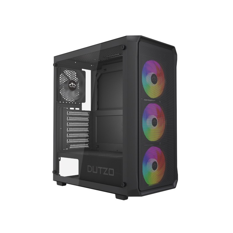 Komponenter - Dutzo C321 Midi Tower-kabinet med sidepanel i hærdet glas og ARGB