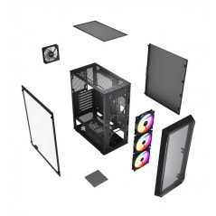 Komponenter - Dutzo C321 Midi Tower-kabinet med sidepanel i hærdet glas og ARGB