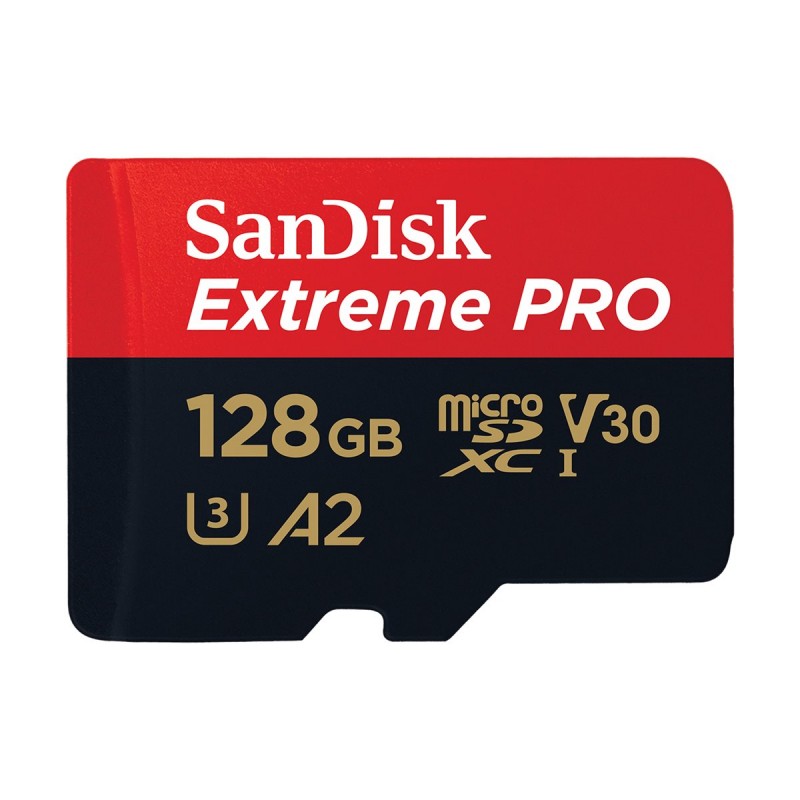 Hukommelseskort - SanDisk Extreme Pro microSDXC 128GB 200MB/s (A2, V30, UHS-I U3, Class10) inkl. SDHC-adapter