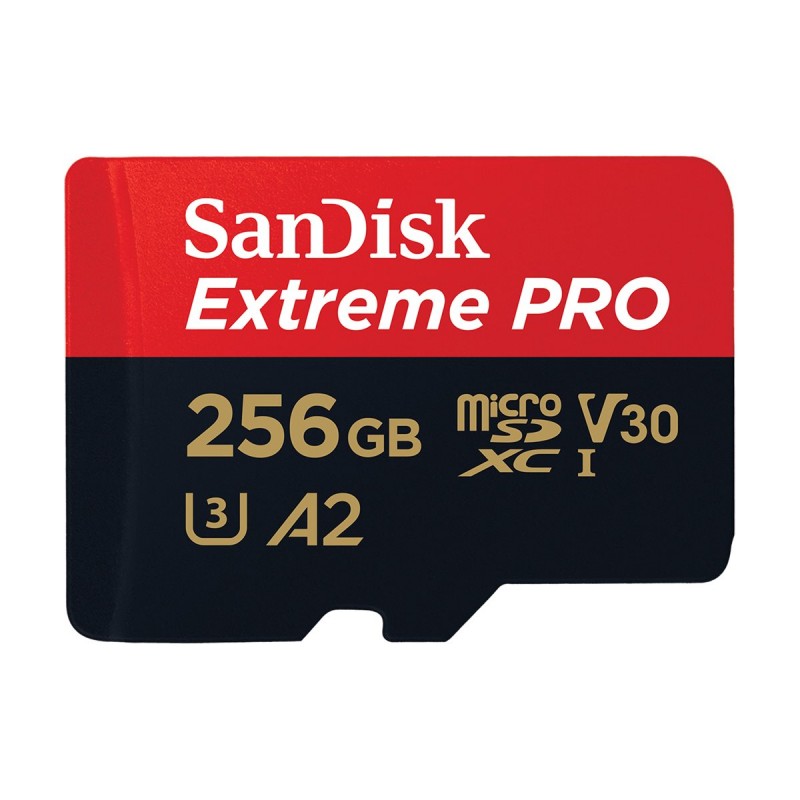 Hukommelseskort - SanDisk Extreme Pro microSDXC 256GB 200MB/s (A2, V30, UHS-I U3, Class10) inkl. SDHC-adapter