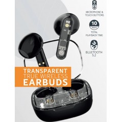 Bluetooth hovedtelefoner - Streetz T150 True Wireless in-ear headset sort/transparent