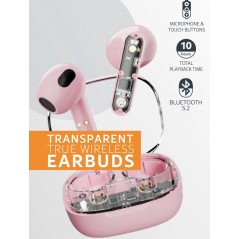 Bluetooth hovedtelefoner - Streetz T150 True Wireless in-ear headset pink/transparent