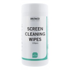 Deltaco store vådservietter til skærmrengøring, 100-pak
