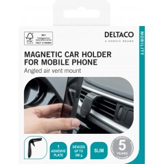 Deltaco magnetisk mobiltelefonholder til bilens ventilationsgitter inkl metalplade Mobilholdere - Deltaco magnetisk mobiltelefonholder til bilens ventilationsgitter inkl metalplade