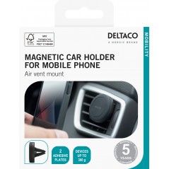 Deltaco magnetisk mobiltelefonholder til bilens ventilationsgitter inkl metalplade Mobilholdere - Deltaco magnetisk mobiltelefonholder til bilens ventilationsgitter inkl metalplade