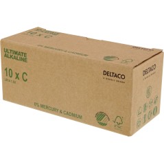 Batterier & batteri tester - Deltaco Ultimate Alkaline C-batterier LR14 10-pak