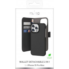 Puro 2-i-1 aftageligt tegnebogscover til iPhone 15 Pro Max