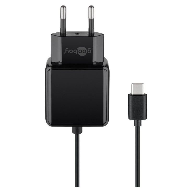 Vægladere til mobiltelefon - Universal 15 W USB-C-vægoplader med 1,5 m kabel, sort