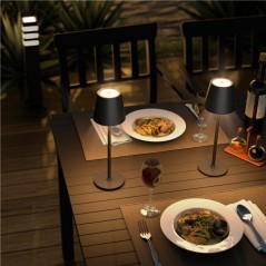 Udendørs belysning - Genopladelig varm hvid bordlampe til indendørs og udendørs brug, dæmpbar (sort/hvid)