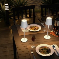 Udendørs belysning - Genopladelig varm hvid bordlampe til indendørs og udendørs brug, dæmpbar (sort/hvid)