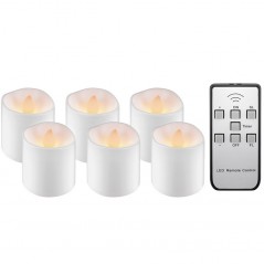 LED-ljus - Sæt med 6 genopladelige LED-fyrfadslys med realistisk flamme