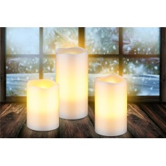 Sæt med 3 LED-lys med ægte voks og realistisk flamme