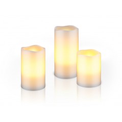 LED-ljus - Sæt med 3 LED-lys med ægte voks og realistisk flamme