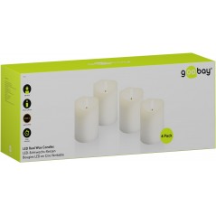 LED-ljus - Sæt med 4 LED-lys med ægte voks, timer og realistisk 3D flamme H x Ø: 10 x 7.5 cm