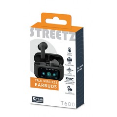 Trådløse headset - Streetz T600 ægte trådløst in-ear headset med aktiv støjreduktion, touchscreen