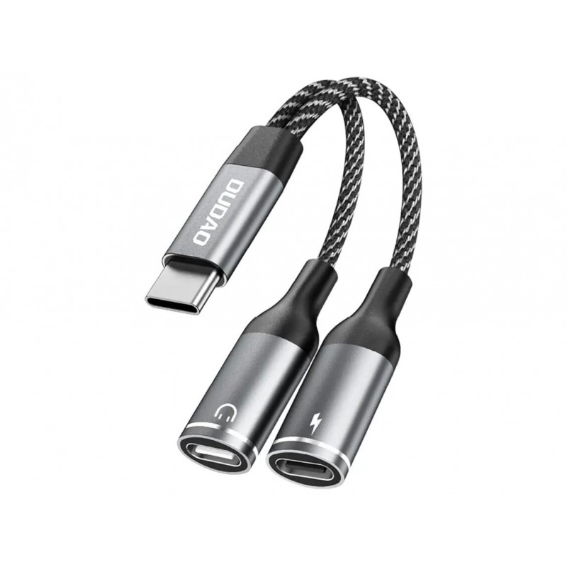 USB-C - Dudao USB-C til 2x USB-C-adapter til hovedtelefoner og opladning