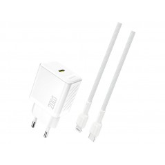 Dudao 20 Watt AC-adapter vægoplader med USB-C og 1 meter Lightning-kabel (hvid)