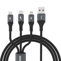 Dudao opladerkabel 3-i-1 USB til USB-C, Lightning og microUSB 66W