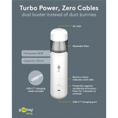 Goobay batteridrevet mini-støvsuger og støvblæser 80 W