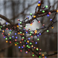 14 meter lang lyskæde til udendørs brug med 700 farvede LED-pærer