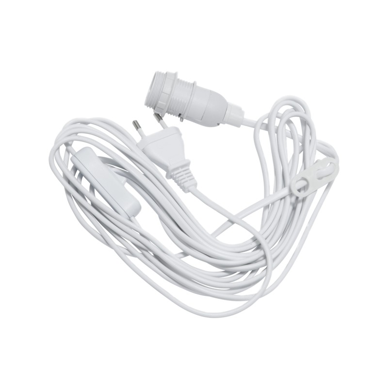 Julepynt og juleudsmykning - Lampestik E14 med knap og 5 meter ledning til adventsstjerne