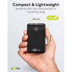 Portable batterier - Goobay powerbank 10.000 mAh med 1x USB-A og 1x USB-C med understøttelse af PD 22.5W